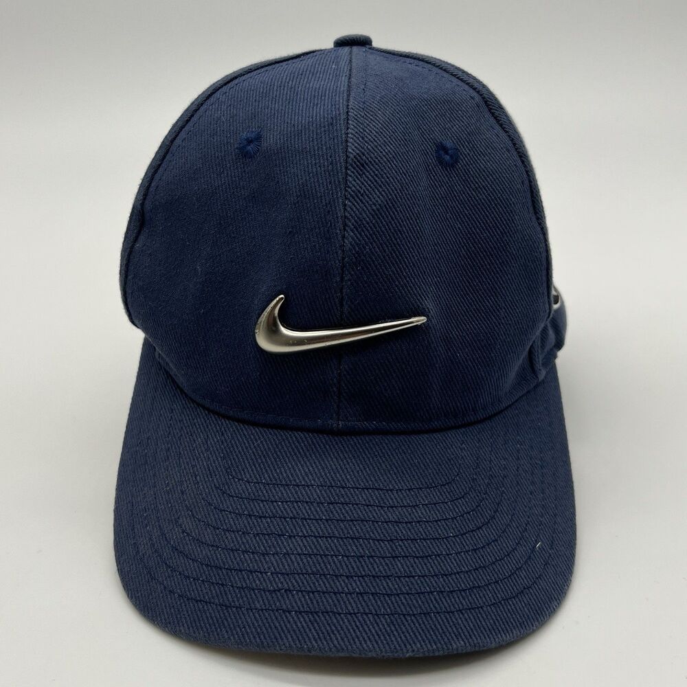 VTG Nike Tiger Woods Collection Ying Yang Metal Swoosh Golf Hat Adjustable Blue